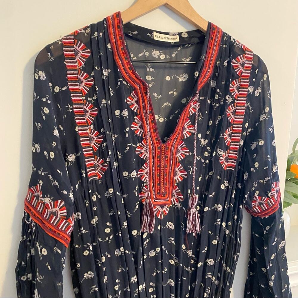 Ulla Johnson Black Red Silk Embroidered Mini Dress 2 - Picture 15 of 15